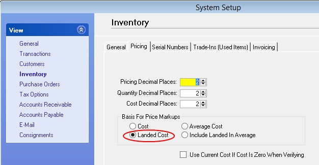 LandedCostRequiresSystemSetupSwitch