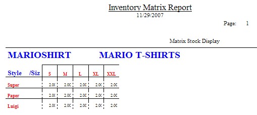 InventoryMatrixReport