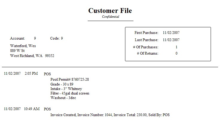 CustomerFilePrintout