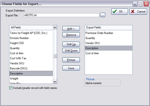 ExportSelectorFields