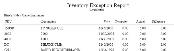 InventoryExceptionReport