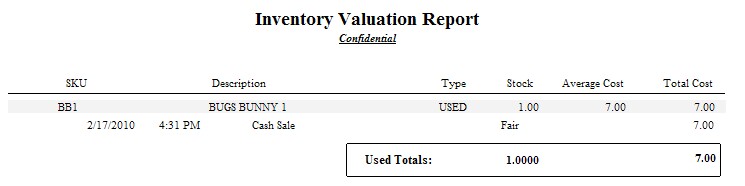 RC-UsedInventoryValuationReport