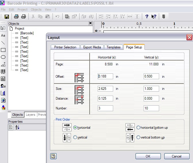 BarcodeLabelPageSetup