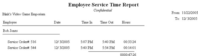 EmployeeServiceTimeReport