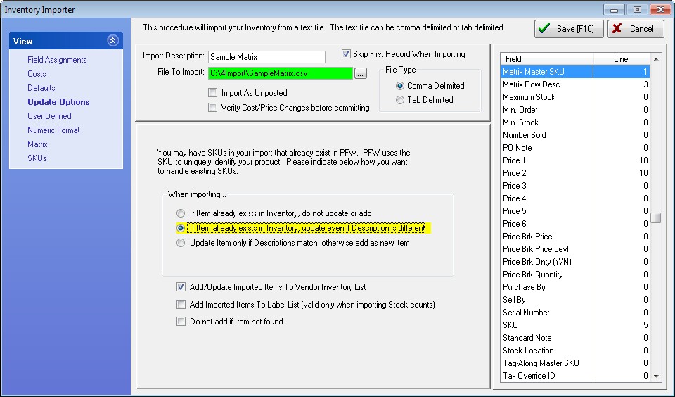 ImportMatrix-UpdateOptions