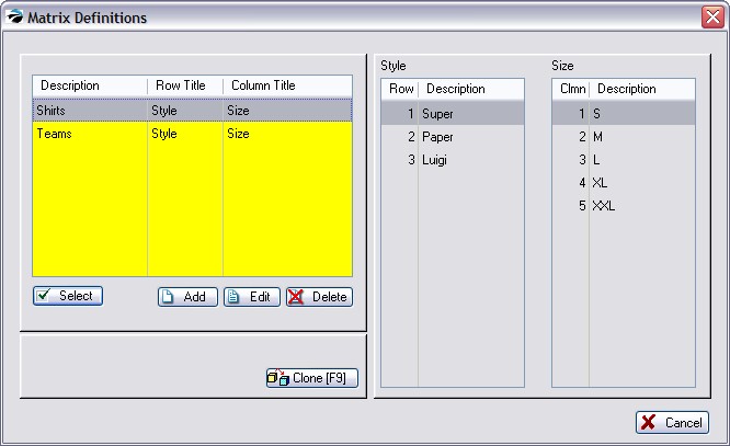 MatrixDefinitions