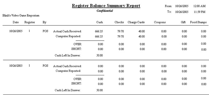 RegisterBalanceSummaryReport