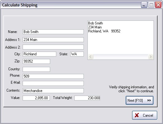 SampleCalShipping