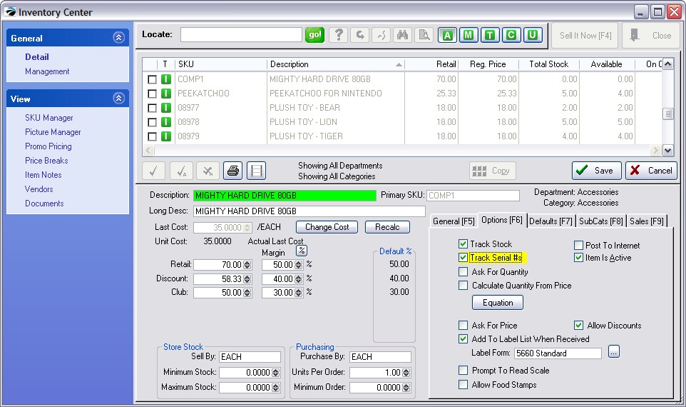 SerialNumberTrackingOption