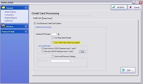 Version 5 Credit Card Station Setting